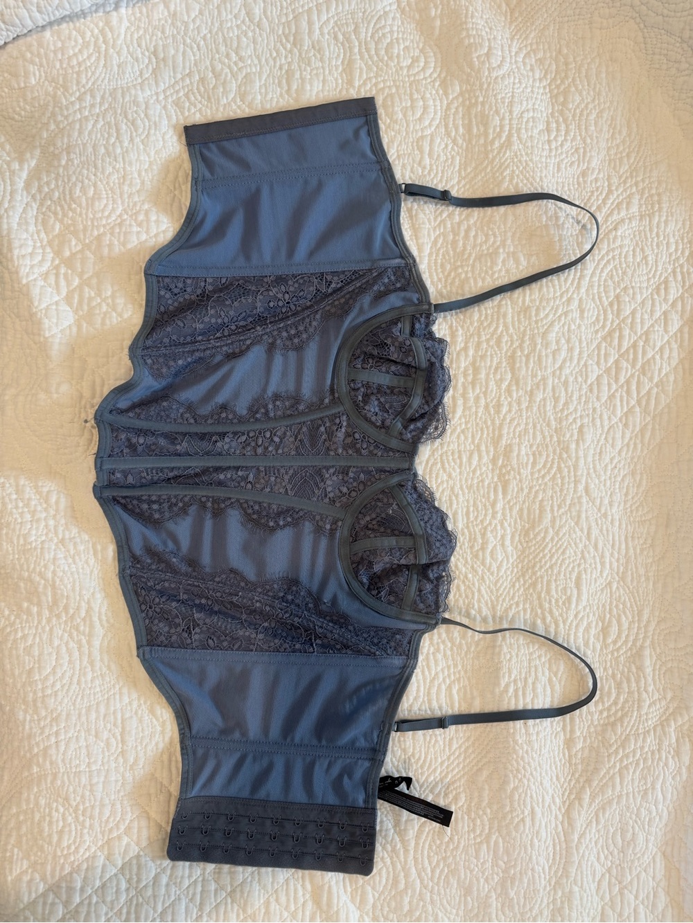 Urban Outfitters Navy Lace Longline Bustier Crop Top